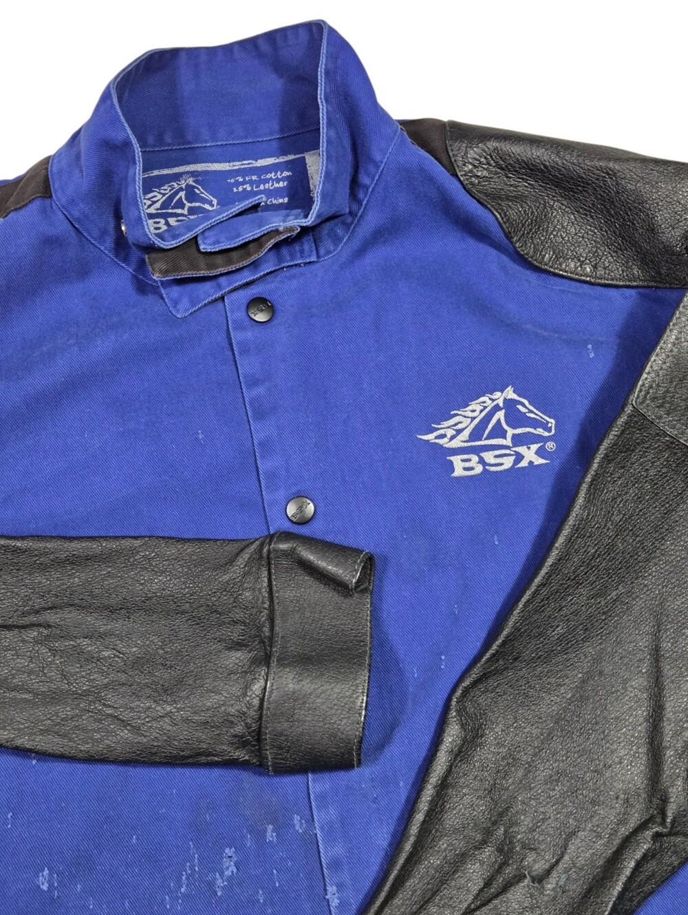 Black Stallion Welding Jacket Leather Sleeves Distressed Indie Sleaze Grunge XL